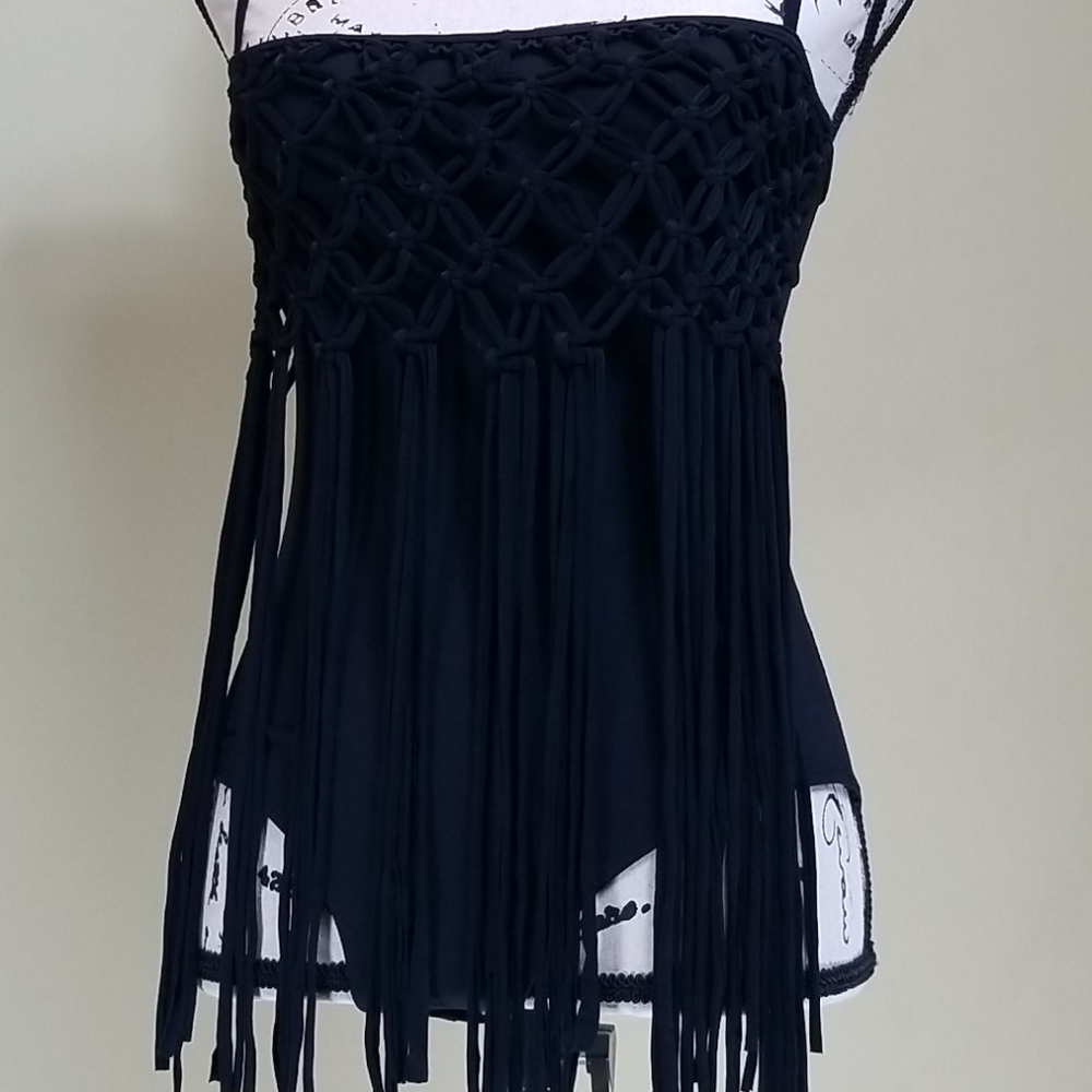 Fringe leotard top black very unique - Picture 6 of 8